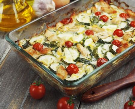 recept na zapečenou cuketu s kuřecím masem